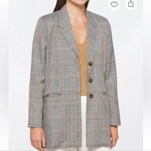 Vigoss Plaid Women's Blazer, Relaxed Fit Longline Blazer Size Large